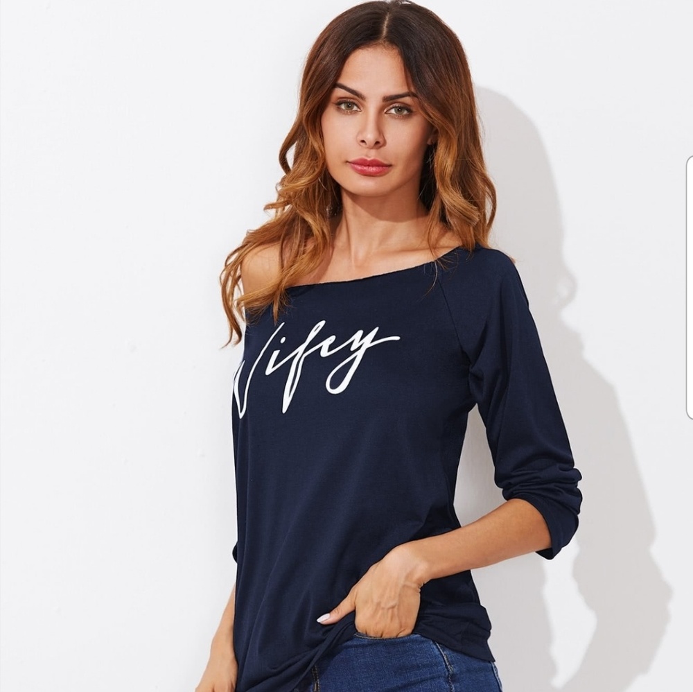 2 for $30--Wifey Raw Cut Bardot Tee - Picture 3 of 8